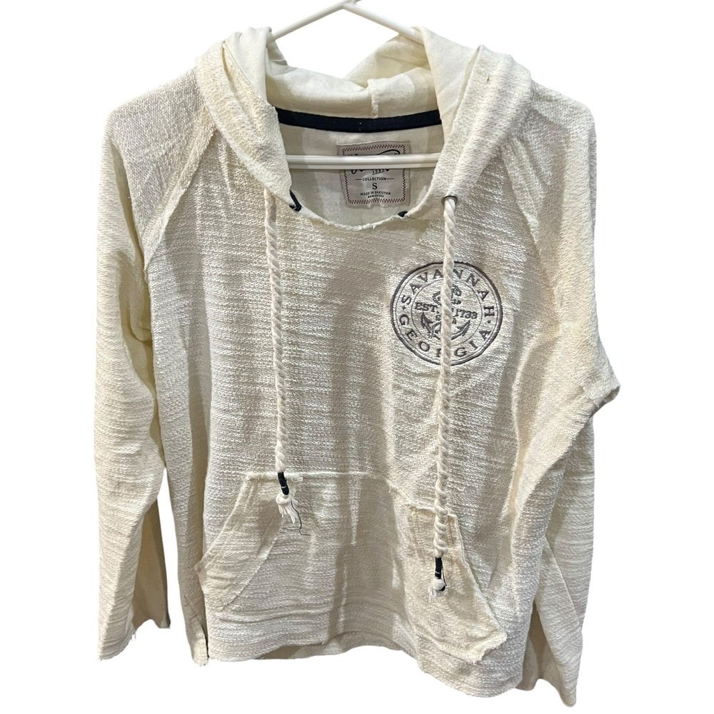 U.S. Vintage Cream Distressed Hoodie Savannah Logo Women's Size Small Oversized